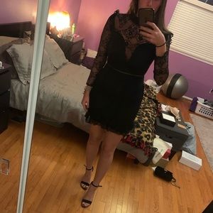 BEBE lace mock neck dress